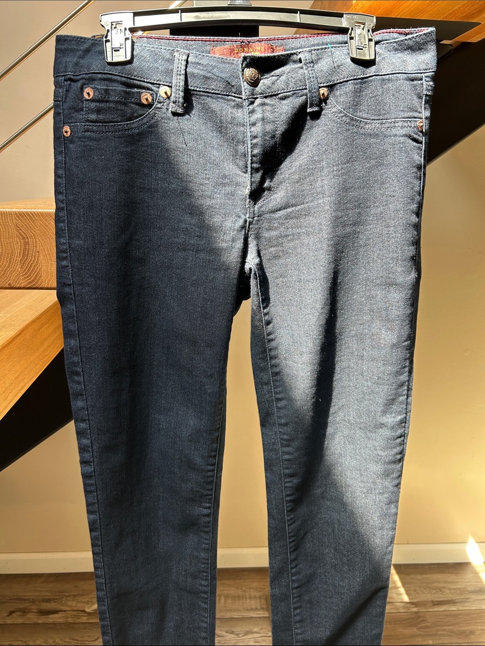 Women's Skinny Jeans in Dark Indigo Stretch Denim domaine brand jeans